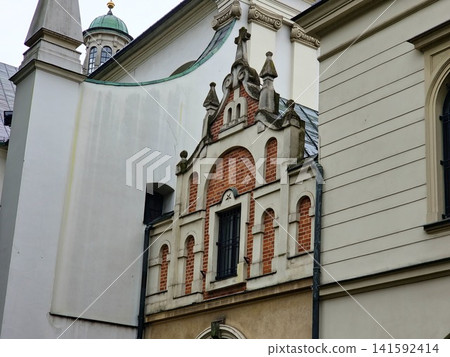 Krakow, Poland - August 6, 2023: Bernardine Monastery Architectural Detail Krakow, Poland - August 6, 2023: Bernardine Monastery Architectural Detail 141592414