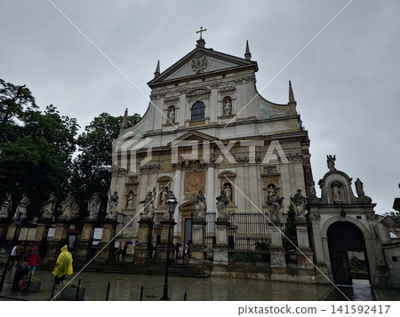 Krakow, Poland - August 6, 2023: Saints Peter and Paul Church in Rain Krakow, Poland - August 6, 2023: Saints Peter and Paul Church in Rain 141592417