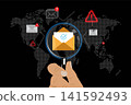 Inspecting verified email amid suspicious messages concept. Phishing detection, Security alerts, Cybersecurity monitoring, Secure communication, Digital trust management. 141592493