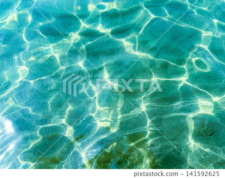 Crystal clear aqua water texture with sunlight patterns Crystal clear aqua water texture with sunlight patterns 141592625