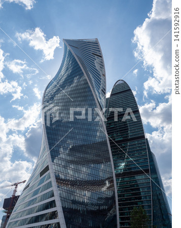 Modern high-rise buildings in Moscow city business district against the sky, urban architecture and contemporary cityscape Modern high-rise buildings in Moscow city business district against the sky, urban architecture and contemporary cityscape 141592916