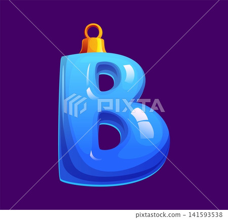 Christmas tree toy decoration alphabet font cartoon letter B. Christmas festival typeset letter, happy New Year celebration kids ABC vector font symbol. Winter party alphabet element or sign Christmas tree toy decoration alphabet font cartoon letter B. Christmas festival typeset letter, happy New Year celebration kids ABC vector font symbol. Winter party alphabet element or sign 141593538