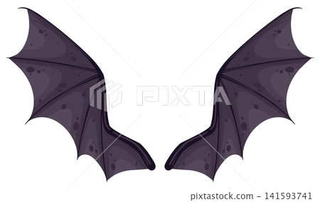 Bat wings silhouette. Open vampire bat wings spooky flat vector illustration. Halloween fantasy design isolated on white background Bat wings silhouette. Open vampire bat wings spooky flat vector illustration. Halloween fantasy design isolated on white background 141593741