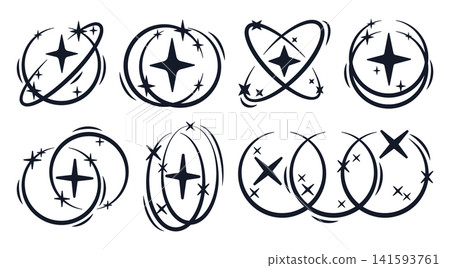 Sparkle doodle y2k collection. Hand drawn sparkle stars, circles and magical swirls flat vector illustration set. Decorative celestial y2k symbols isolated on white background Sparkle doodle y2k collection. Hand drawn sparkle stars, circles and magical swirls flat vector illustration set. Decorative celestial y2k symbols isolated on white background 141593761