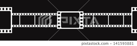 Seamless White Film Strip Border On Black Background. Blank Movie Frame Pattern Divider. Vector Illustration. Dark Mode. Cinema Timeline Photo Ribbon For Video Editing. Seamless White Film Strip Border On Black Background. Blank Movie Frame Pattern Divider. Vector Illustration. Dark Mode. Cinema Timeline Photo Ribbon For Video Editing. 141593881
