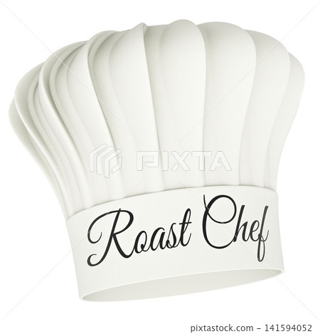 White chef hat with Roast Chef. 3D rendering White chef hat with Roast Chef. 3D rendering 141594052