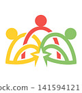 Colorful Teamwork Partnership People Star Abstract Vector Logo 141594121