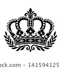 Classic Regal Crown Ornament Silhouette Vector Graphic 141594125