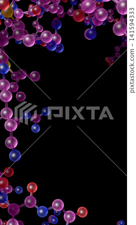 Detailed 3d model illustrating the intricate atomic structure of a real protein on black. Detailed 3d model illustrating the intricate atomic structure of a real protein on black. 141594333