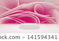 Beautiful product podium design featuring soft flowing textile pleats in a minimalist studio. 141594341