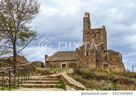 Antique monastery Sant Pedro de Rodes in the National Park of Cap de Creus, Emporda, Girona, Spain Antique monastery Sant Pedro de Rodes in the National Park of Cap de Creus, Emporda, Girona, Spain 141594893