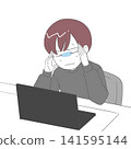 A man clutches his temples, his face pale. 141595144