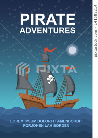 Pirate ship adventure book cover poster design Pirate ship adventure book cover poster design 141595214