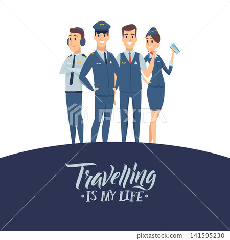 Airline crew pilots and flight attendant travelling is my life vector poster Airline crew pilots and flight attendant travelling is my life vector poster 141595230