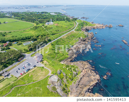 Aerial view of the Tanesashi Coast in early summer in Aomori Prefecture, Hachinohe City Aerial view of the Tanesashi Coast in early summer in Aomori Prefecture, Hachinohe City 141595413