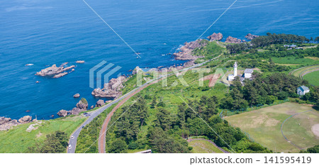 Aerial view of the Tanesashi Coast in early summer in Aomori Prefecture, Hachinohe City Aerial view of the Tanesashi Coast in early summer in Aomori Prefecture, Hachinohe City 141595419