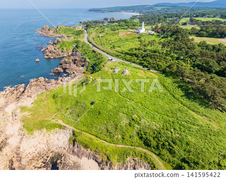 Aerial view of the Tanesashi Coast in early summer in Aomori Prefecture, Hachinohe City 141595422