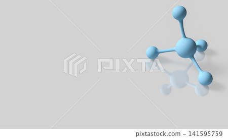 Blue Molecular Structure Model on Minimal White Background 3d render. Blue Molecular Structure Model on Minimal White Background 3d render. 141595759