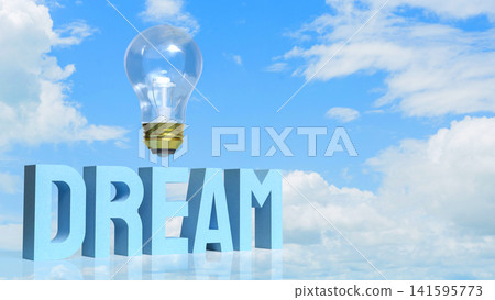 Dream Big Creative Inspiration with Light Bulb in Blue Sky 3d render. Dream Big Creative Inspiration with Light Bulb in Blue Sky 3d render. 141595773