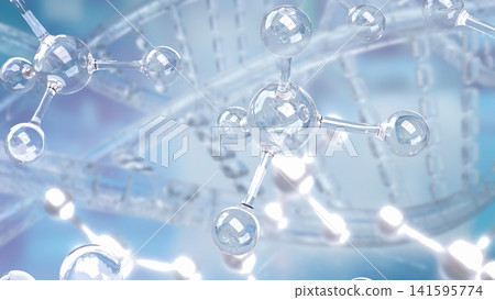 Transparent Molecular Structures and Scientific Formula Background 3d render. 141595774