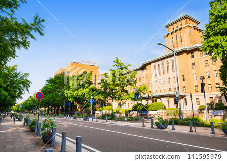 Kanagawa Prefectural Government Building and Nihon-Odori Avenue: A summer morning scene 141595979