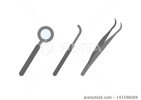 Dental instrument set (mirror, probe, tweezers) - gray finish Dental instrument set (mirror, probe, tweezers) - gray finish 141596089