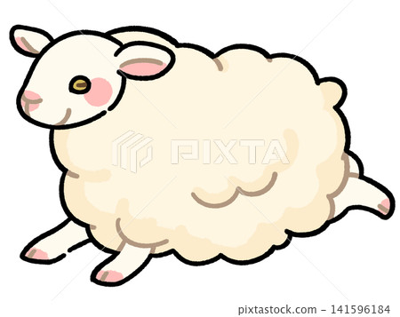一隻跳躍的綿羊的可愛插圖 141596184