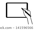 Illustrations of a tablet and stylus pen 141596566