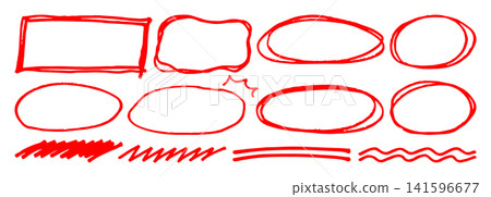 Hand-drawn pen frame and decoration material set Hand-drawn pen frame and decoration material set 141596677
