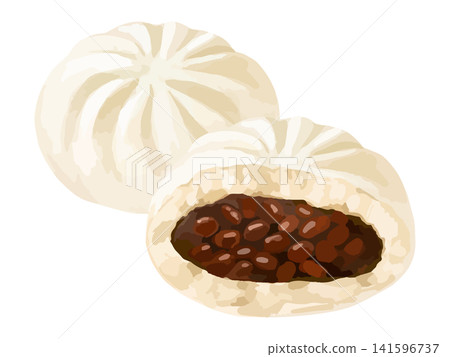 一個完整的半個甜豆沙包（內含大塊紅豆沙） 141596737