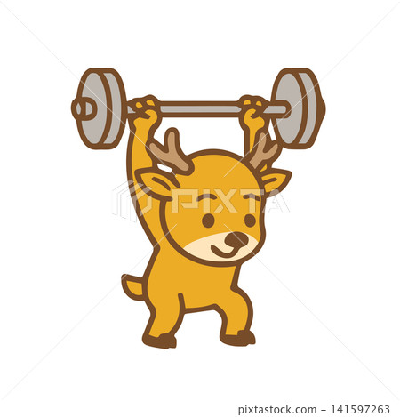 cute deer lifting weights 141597263