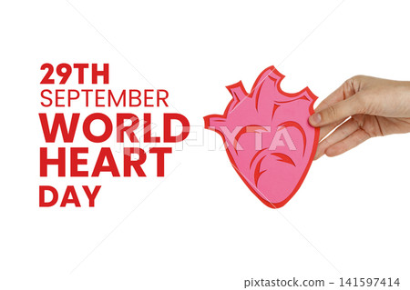 World Heart day. Hand holds vibrant heart symbol promoting heart day awareness, PNG World Heart day. Hand holds vibrant heart symbol promoting heart day awareness, PNG 141597414