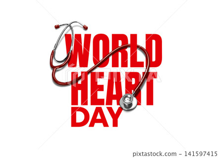 World Heart day. Stethoscope forms a heart shape while promoting heart day awareness, PNG World Heart day. Stethoscope forms a heart shape while promoting heart day awareness, PNG 141597415