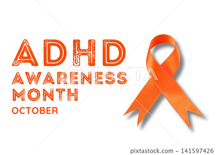Bright orange ribbon symbolizes ADHD awareness for October Bright orange ribbon symbolizes ADHD awareness for October 141597426