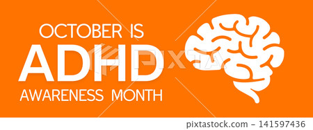 Orange background emphasizes ADHD Awareness Month - October Orange background emphasizes ADHD Awareness Month - October 141597436