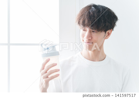 Young men with protein Young men with protein 141597517