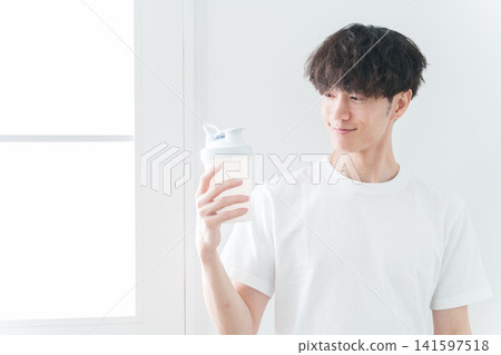 Young men with protein Young men with protein 141597518
