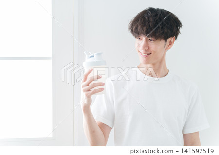 Young men with protein Young men with protein 141597519