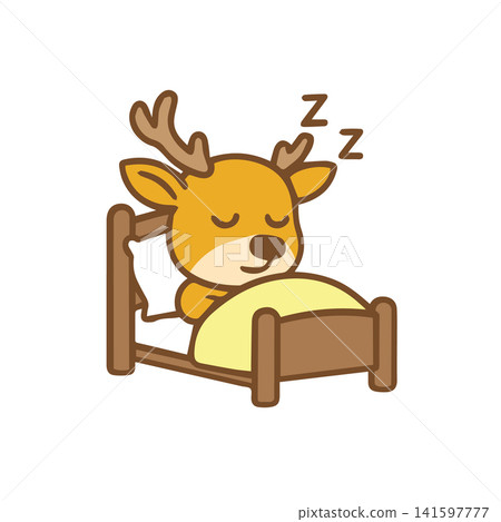 cute deer sleeping on the bed cute deer sleeping on the bed 141597777