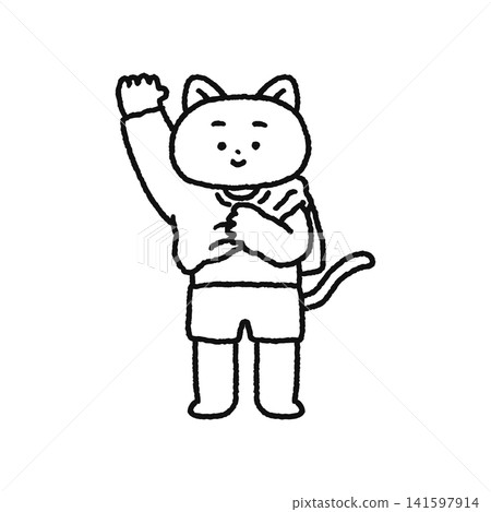Cat changing clothes (line drawing) Cat changing clothes (line drawing) 141597914
