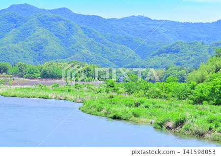 初夏時節，從栗屋瀨橋附近眺望荒川的景色。 141598053