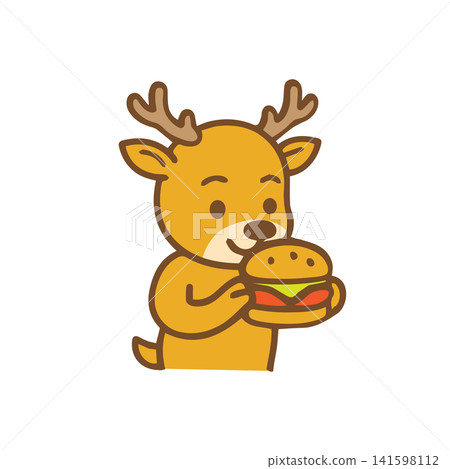 cute deer eating burger cute deer eating burger 141598112