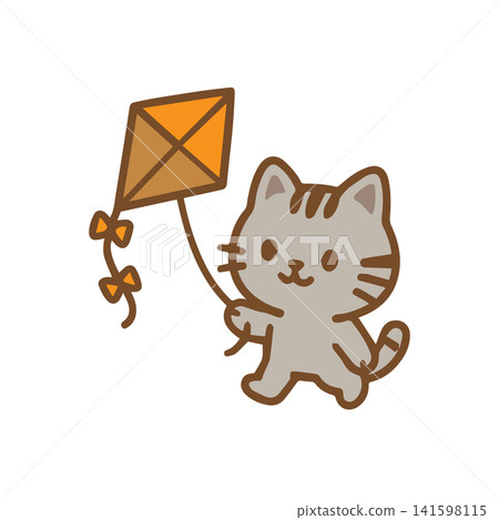 cute cat playing kite cute cat playing kite 141598115