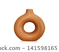 A modern-style brown vase, placed separately on a white background. 141598165
