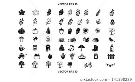 Nature Agriculture Ecology Black Icon Collection Set Nature Agriculture Ecology Black Icon Collection Set 141598229