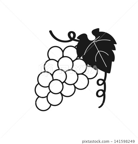 Autumn theme, fruit theme, autumn flavors: Simple monochrome illustration of grapes Autumn theme, fruit theme, autumn flavors: Simple monochrome illustration of grapes 141598249