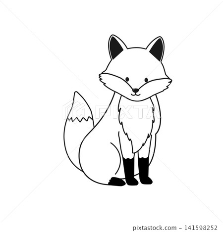 秋季主題動物插畫:一隻狐狸的單色插畫。 秋季主題動物插畫:一隻狐狸的單色插畫。 141598252