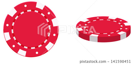 Red Poker Chip Vector Illustration in Top and Perspective Views Red Poker Chip Vector Illustration in Top and Perspective Views 141598451