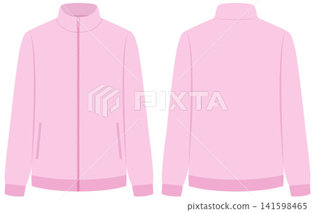 Pink Fleece Jacket Mockup Vector Illustration Front and Back View Pink Fleece Jacket Mockup Vector Illustration Front and Back View 141598465
