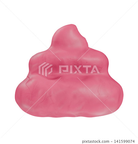A 3DCG image of pink poop made of clay. A cute poop stamp icon. Decorative material for children. A 3DCG image of pink poop made of clay. A cute poop stamp icon. Decorative material for children. 141599074